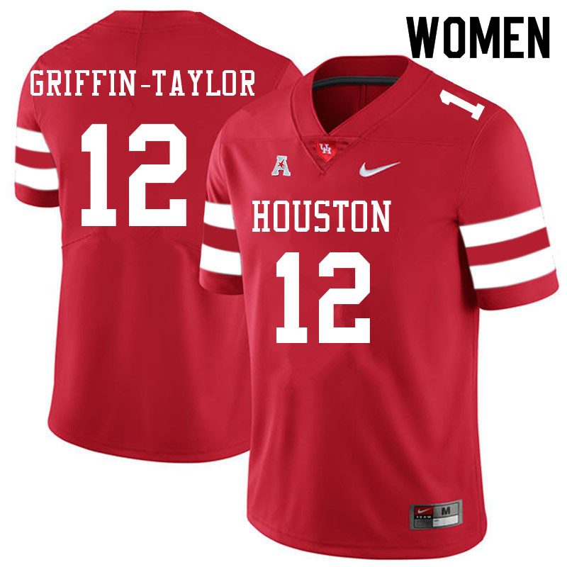 Women #12 Demarcus Griffin-Taylor Houston Cougars College Football Jerseys Sale-Red